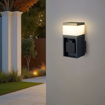 Brilagi - Lampă de perete pentru exterior PILLAR cu priză SCHUKO, 1x G9/11W/230V, IP44, antracit