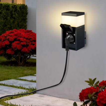Brilagi - Lampă de perete pentru exterior PILLAR cu priză SCHUKO, 1x G9/11W/230V, IP44, antracit