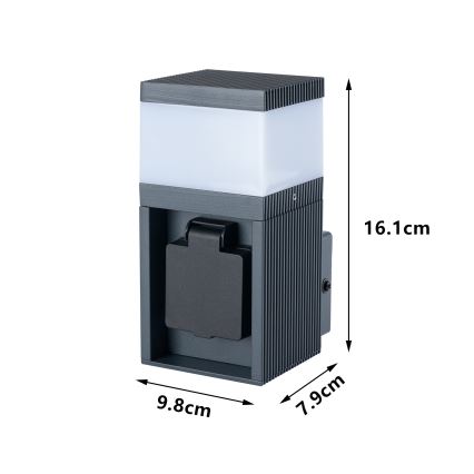 Brilagi - Lampă de perete pentru exterior PILLAR cu priză SCHUKO, 1x G9/11W/230V, IP44, antracit