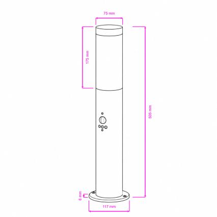 BRILAGI - Lampă de exterior cu senzor de mișcare ELIA 1xE27/20W/230V IP44 50 cm crom mat
