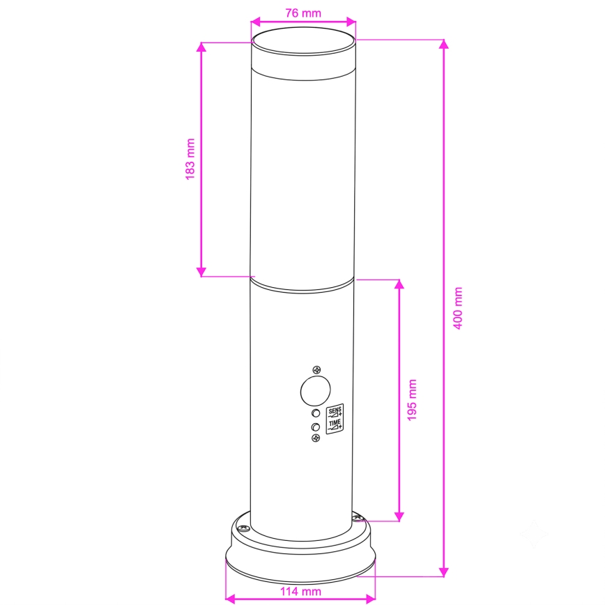 Brilagi - Lampă de exterior cu senzor NOVA 1xE27/15W/230V 40 cm IP44 crom mat