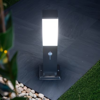 Brilagi - Lampă de exterior cu senzor NOVA 1xE27/15W/230V, 40 cm, IP44, crom mat