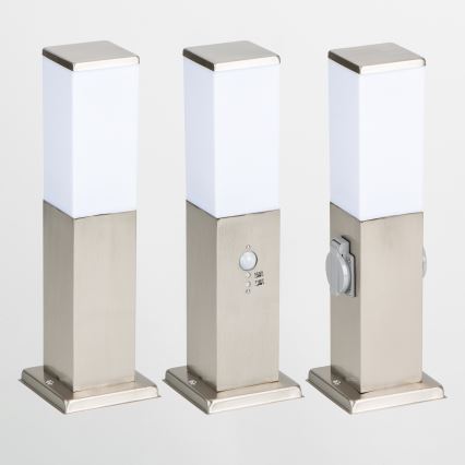 Brilagi - Lampă de exterior cu senzor NOVA 1xE27/15W/230V, 40 cm, IP44, crom mat