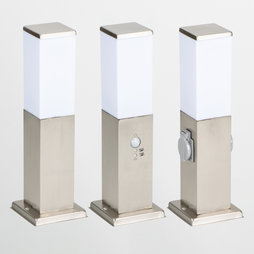 Brilagi - Lampă de exterior cu senzor NOVA 1xE27/15W/230V, 40 cm, IP44, crom mat