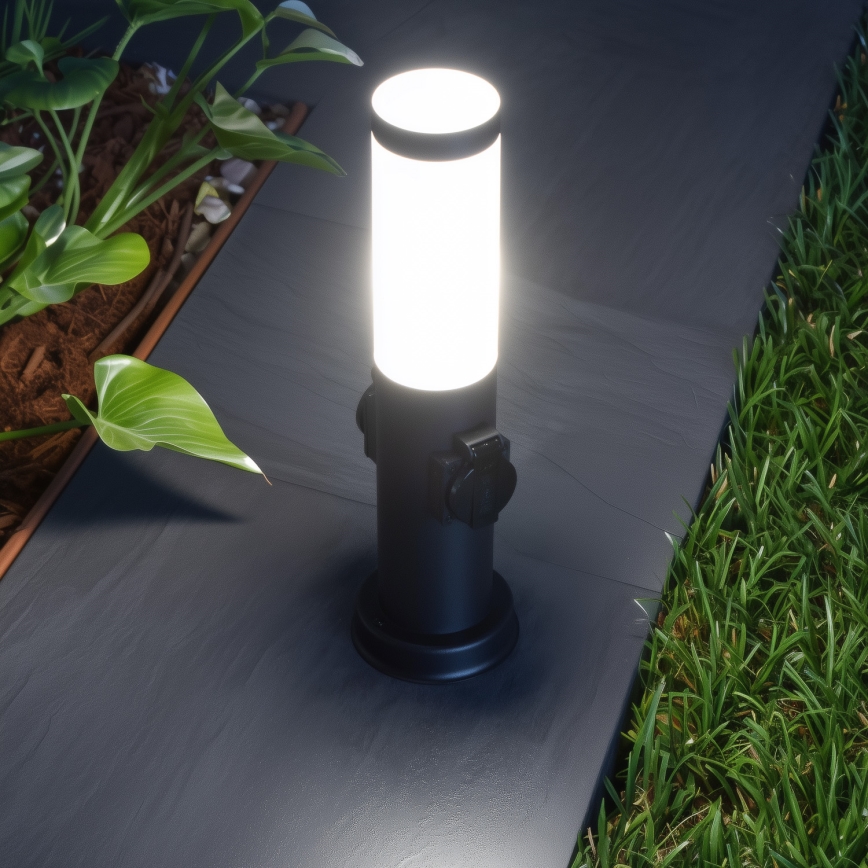 Brilagi - Lampă de exterior NOVA cu 2 prize SCHUKO 1xE27/15W/230V 40 cm IP44 neagră