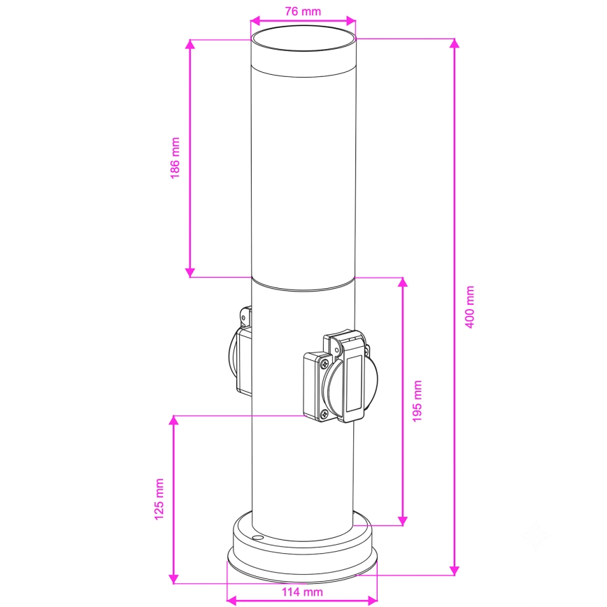 Brilagi - Lampă de exterior NOVA cu 2 prize SCHUKO 1xE27/15W/230V 40 cm IP44 neagră