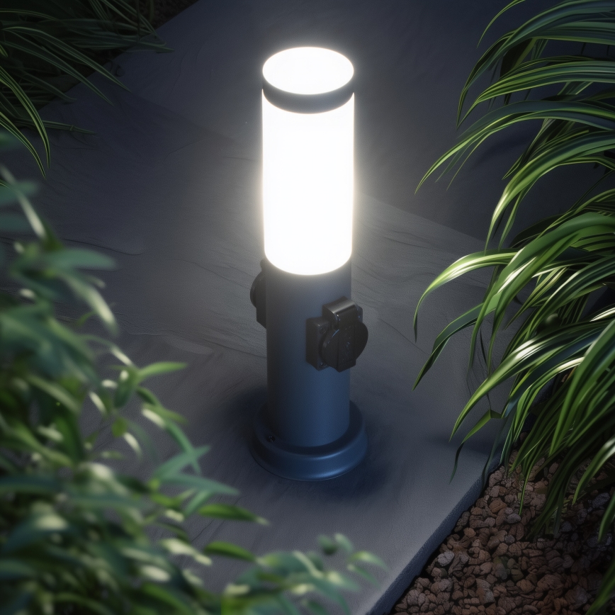 Brilagi - Lampă de exterior cu 2 prize SCHUKO NOVA, 1xE27/15W/230V, 40 cm, IP44, antracit