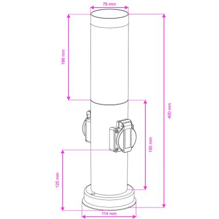 Brilagi - Lampă de exterior cu 2 prize SCHUKO NOVA, 1xE27/15W/230V, 40 cm, IP44, antracit