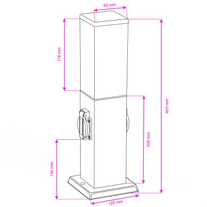 Brilagi - Lampă de exterior NOVA cu 2 prize SCHUKO, 1x E27/15W/230V, 40 cm, IP44, antracit