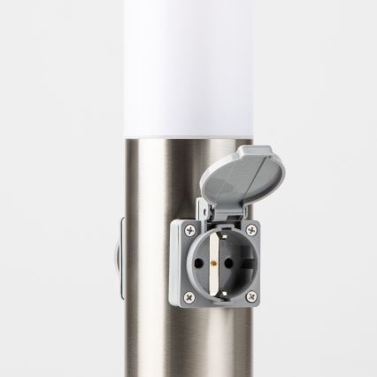 Brilagi - Lampă de exterior cu 2 prize SCHUKO NOVA, 1xE27/15W/230V, 40 cm, IP44, crom mat