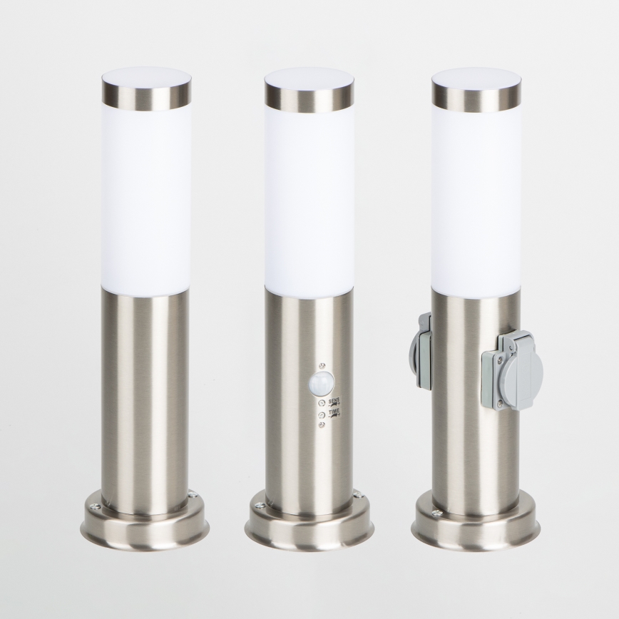 Brilagi - Lampă de exterior cu 2 prize SCHUKO NOVA, 1xE27/15W/230V, 40 cm, IP44, crom mat
