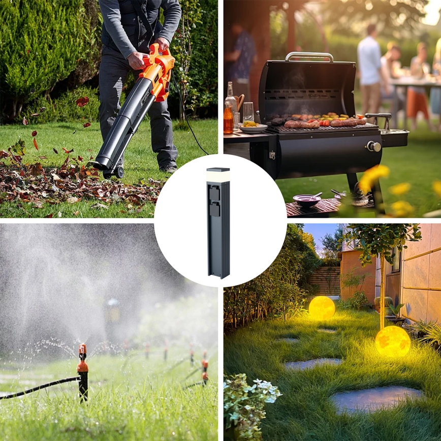 Brilagi - Lampă de exterior PILLAR cu 2 prize SCHUKO, 1xG9/11W/230V, IP44, antracit