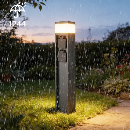 Brilagi - Lampă de exterior PILLAR cu 2 prize SCHUKO, 1xG9/11W/230V, IP44, antracit