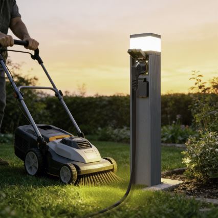 Brilagi - Lampă de exterior PILLAR cu 2 prize SCHUKO, 1xG9/11W/230V, IP44, antracit