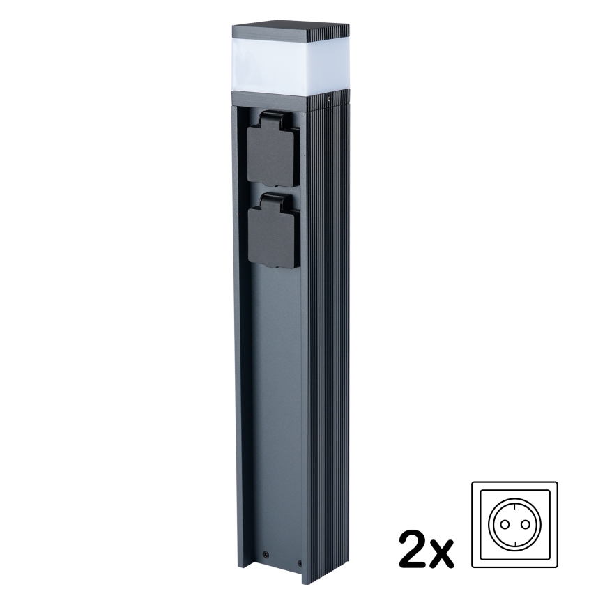 Brilagi - Lampă de exterior PILLAR cu 2 prize SCHUKO, 1xG9/11W/230V, IP44, antracit