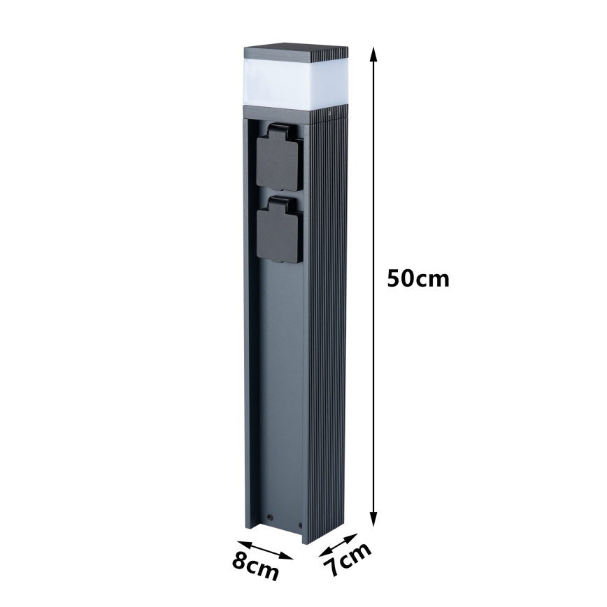 Brilagi - Lampă de exterior PILLAR cu 2 prize SCHUKO, 1xG9/11W/230V, IP44, antracit