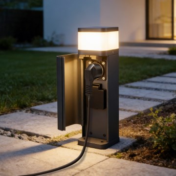 Brilagi - Lampă de exterior PILLAR cu 2 prize SCHUKO 1xG9/11W/230V IP44 antracit