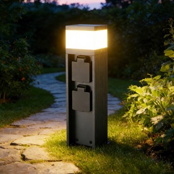 Brilagi - Lampă de exterior PILLAR, cu 2 prize SCHUKO, 1xG9/11W/230V, IP44, antracit