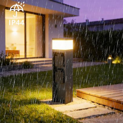 Brilagi - Lampă de exterior PILLAR, cu 2 prize SCHUKO, 1xG9/11W/230V, IP44, antracit