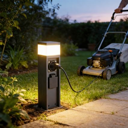 Brilagi - Lampă de exterior PILLAR, cu 2 prize SCHUKO, 1xG9/11W/230V, IP44, antracit