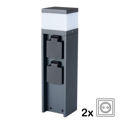 Brilagi - Lampă de exterior PILLAR, cu 2 prize SCHUKO, 1xG9/11W/230V, IP44, antracit