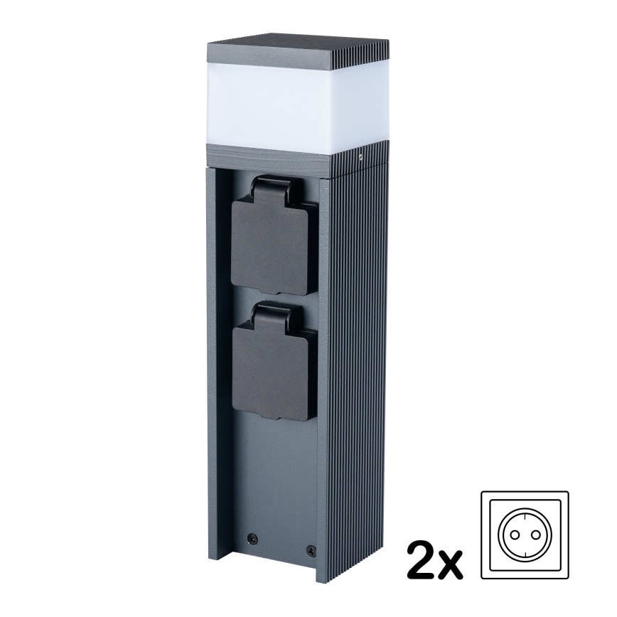 Brilagi - Lampă de exterior PILLAR, cu 2 prize SCHUKO, 1xG9/11W/230V, IP44, antracit
