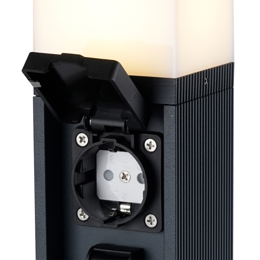 Brilagi - Lampă de exterior PILLAR, cu 2 prize SCHUKO, 1xG9/11W/230V, IP44, antracit