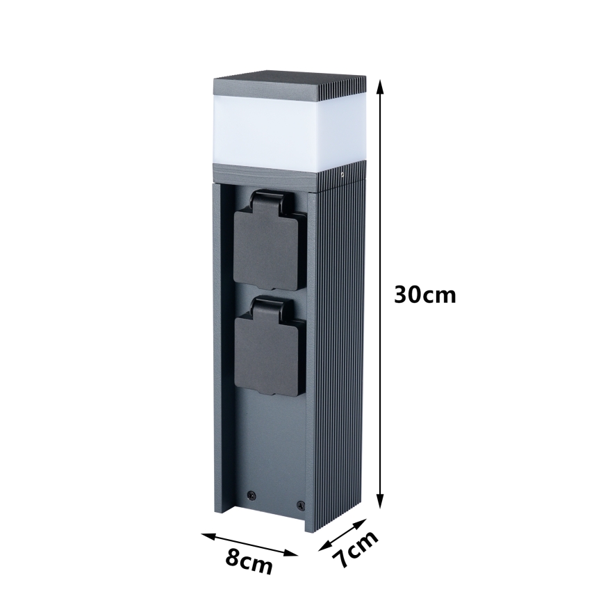 Brilagi - Lampă de exterior PILLAR, cu 2 prize SCHUKO, 1xG9/11W/230V, IP44, antracit
