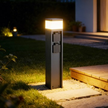 Brilagi - Lampă de exterior PILLAR cu 2 prize SCHUKO, 1xG9/11W/230V, IP44, antracit