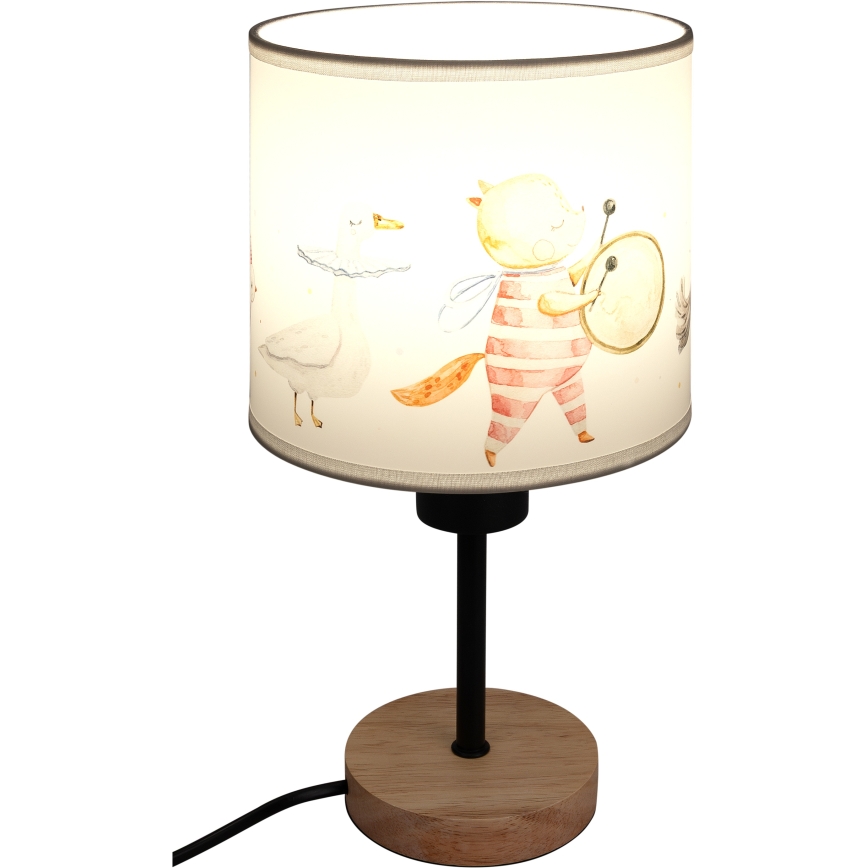 Brilagi - Lampă de masă pentru copii BOBO WOOD 1xE27/25W/230V stejar/negru/alb/cu animale