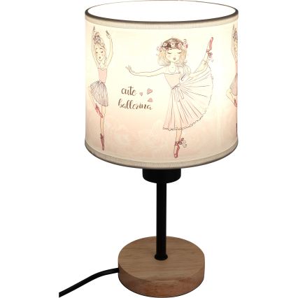 Brilagi - Lampă de masă pentru copii BOBO WOOD 1xE27/25W/230V stejar/negru/alb/roz/balerine