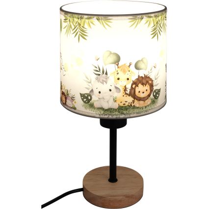 Brilagi - Lampă de masă pentru copii BOBO WOOD 1xE27/25W/230V stejar/negru/alb/verde/junglă