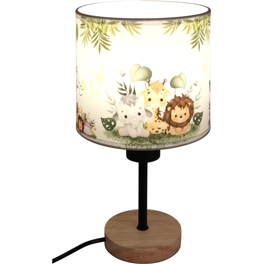 Brilagi - Lampă de masă pentru copii BOBO WOOD 1xE27/25W/230V stejar/negru/alb/verde/junglă