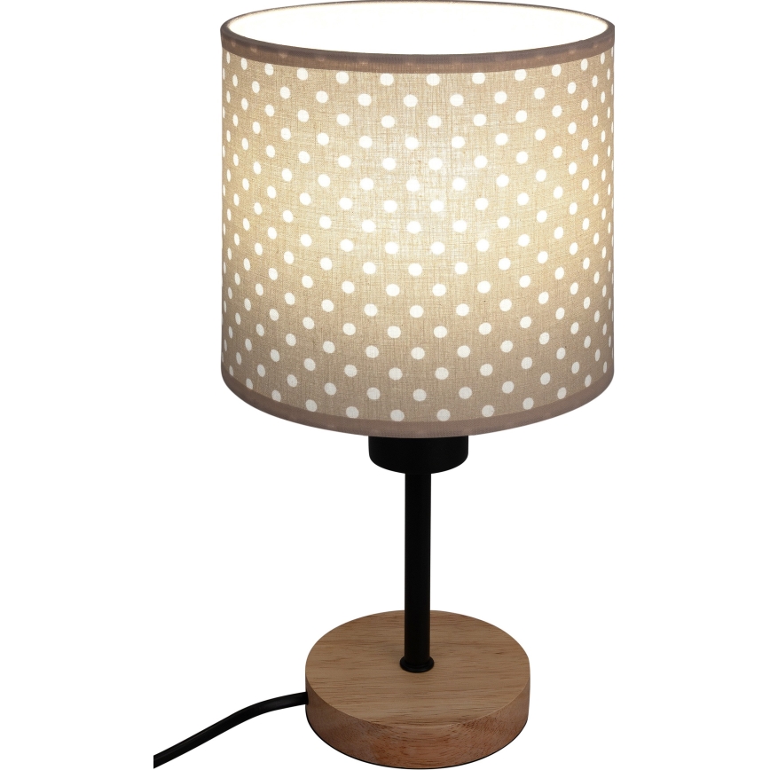 Brilagi - Lampă de masă pentru copii BOBO WOOD, 1xE27/25W/230V, stejar/negru/bej/cu buline