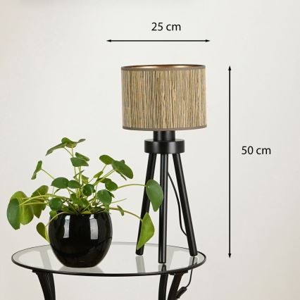 Brilagi - Lampă de masă BOSTON ROLLER 1xE27/15W/230V paie maro/auriu