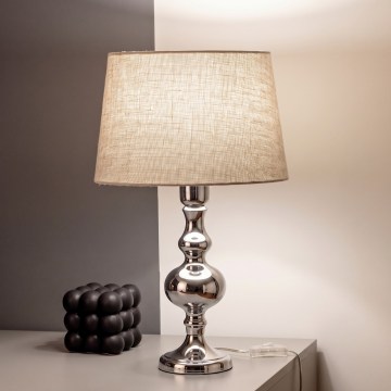 BRILAGI - Lampă de masă CERIA 1xE27/60W/230V Ø 30 cm crom lucios/gri