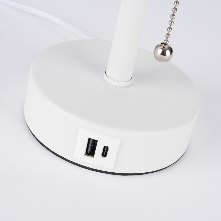 Brilagi - Lampă de masă cu port USB TABLON 1xE27/25W/230V alb/gri