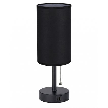 Brilagi - Lampă de masă cu port USB TABLON, 1xE27/25W/230V, neagră