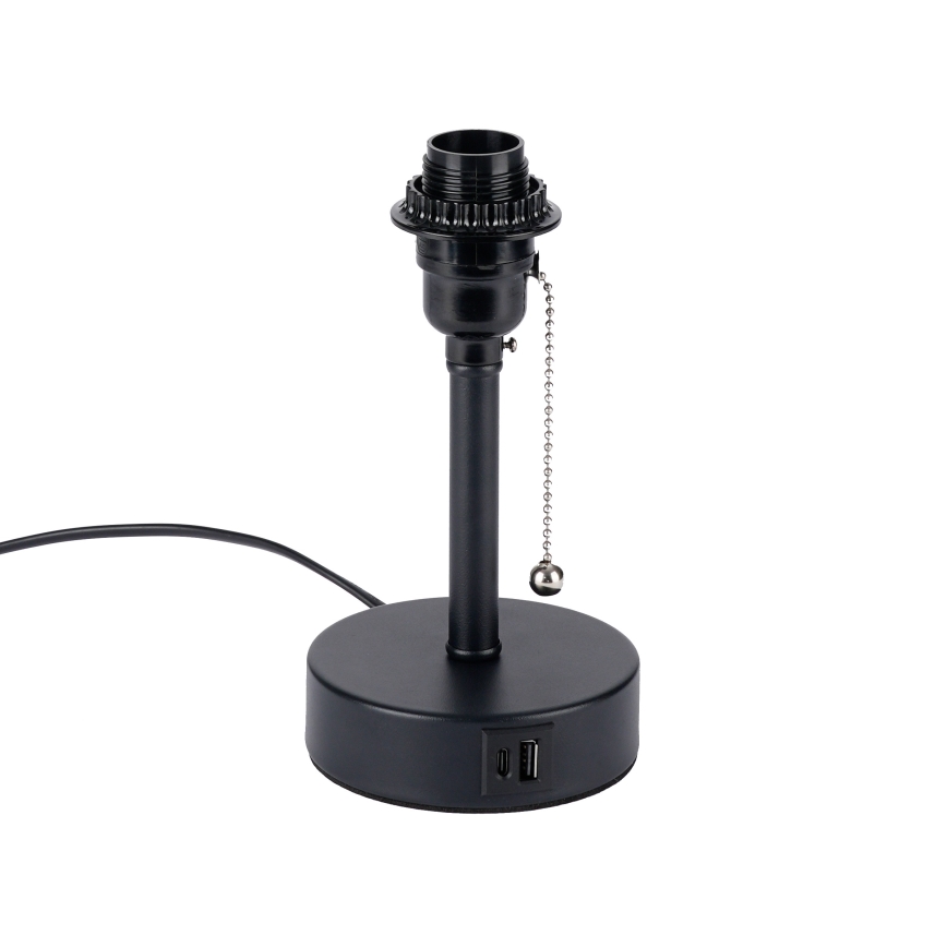 Brilagi - Lampă de masă cu port USB TABLON, 1xE27/25W/230V, neagră