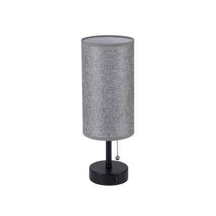 Brilagi - Lampă de masă cu port USB TABLON 1xE27/25W/230V negru/gri