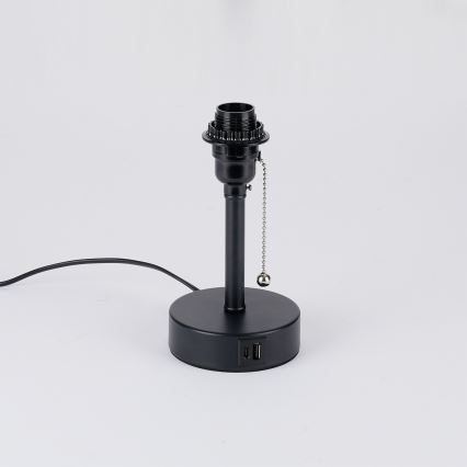 Brilagi - Lampă de masă cu port USB TABLON 1xE27/25W/230V negru/gri