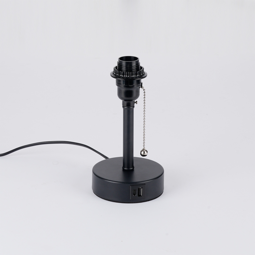Brilagi - Lampă de masă cu port USB TABLON 1xE27/25W/230V negru/gri
