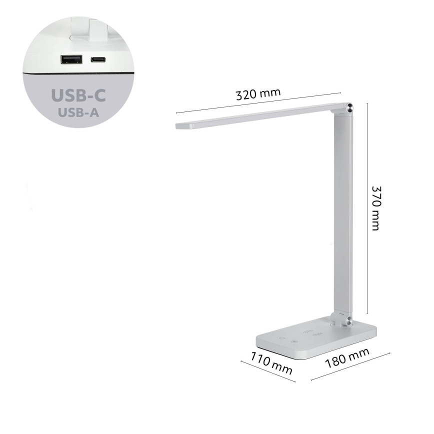 Brilagi - Lampă de birou tactilă LED dimabilă cu încărcare wireless QI MODO CHARGE LED/7W/5V 3000/4000/6000K albă
