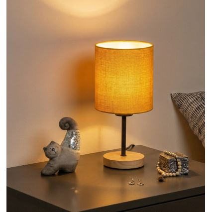 Brilagi - Lampă de masă NUBILA WOOD 1xE27/25W/230V stejar/negru/galben