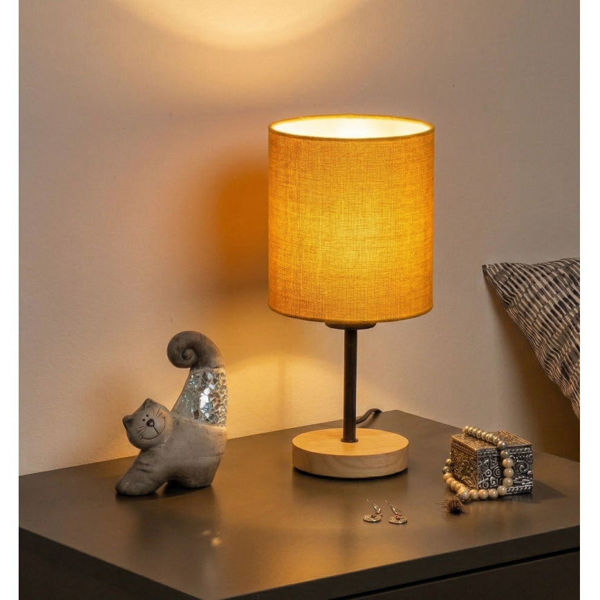 Brilagi - Lampă de masă NUBILA WOOD 1xE27/25W/230V stejar/negru/galben