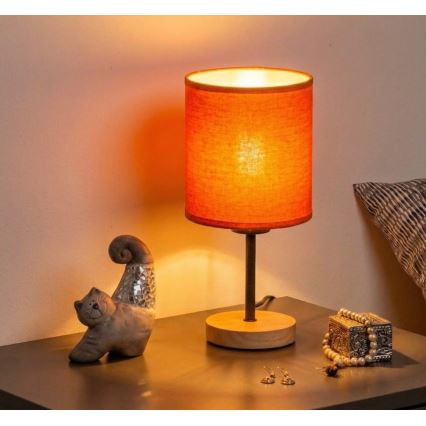 Brilagi - Lampă de masă NUBILA WOOD 1xE27/25W/230V stejar/negru/portocaliu