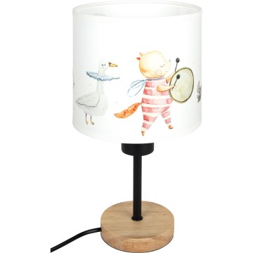 Brilagi - Lampă de masă pentru copii BOBO WOOD 1xE27/25W/230V stejar/negru/alb/cu animale