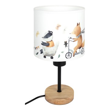 Brilagi - Lampă de masă pentru copii BOBO WOOD 1xE27/25W/230V stejar/negru/alb/cu animale