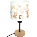 Brilagi - Lampă de masă pentru copii BOBO WOOD 1xE27/25W/230V stejar/negru/alb/cu animăluțe