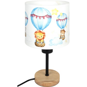 Brilagi - Lampă de masă pentru copii BOBO WOOD 1xE27/25W/230V stejar/negru/alb/cu animaluțe